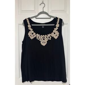 Style & Co Black Sleeveless Tank Top Blouse 1X Plus Cotton